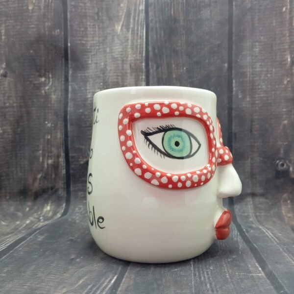 Taza Gafas Rojas a Topos Blancos. - Imagen 4